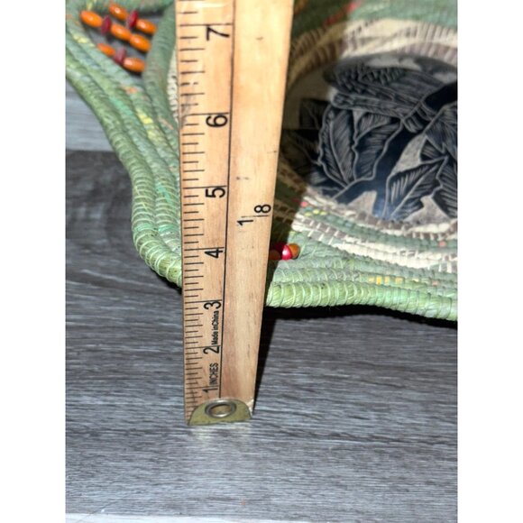 Handwoven Wicker Basket With Carved Gourd Accent - Picture 6 of 7